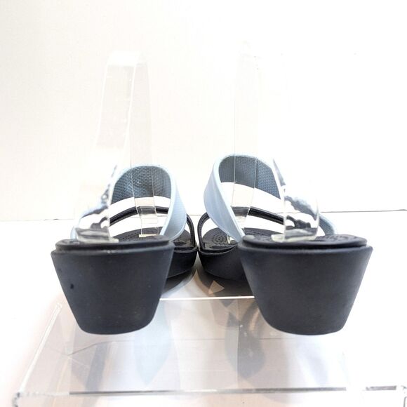 Crocs Madeira Wedge Slide Sandals Women's 9 Navy Blue Light Blue 2-Strap Comfort - Picture 9 of 14